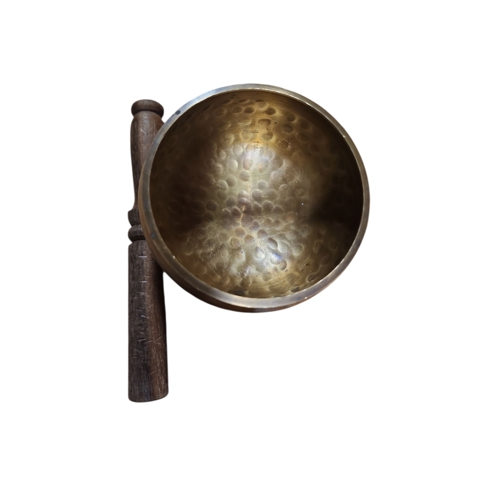 Handcrafted Tibetan Singing Bowl Set Brass with Wooden Mallet & Silk Cushion - Picture 2 of 5